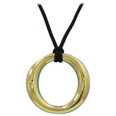 TIFFANY & Co. Elsa Peretti 18K Gold 35mm Sevillana Pendant Necklace Large Size