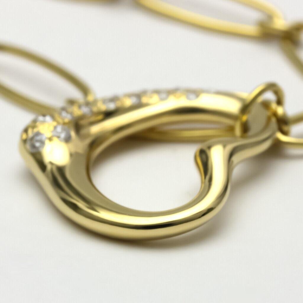 Rough Cut TIFFANY & Co. Elsa Peretti 18K Gold .36ct Diamond Open Heart Charm Bracelet For Sale