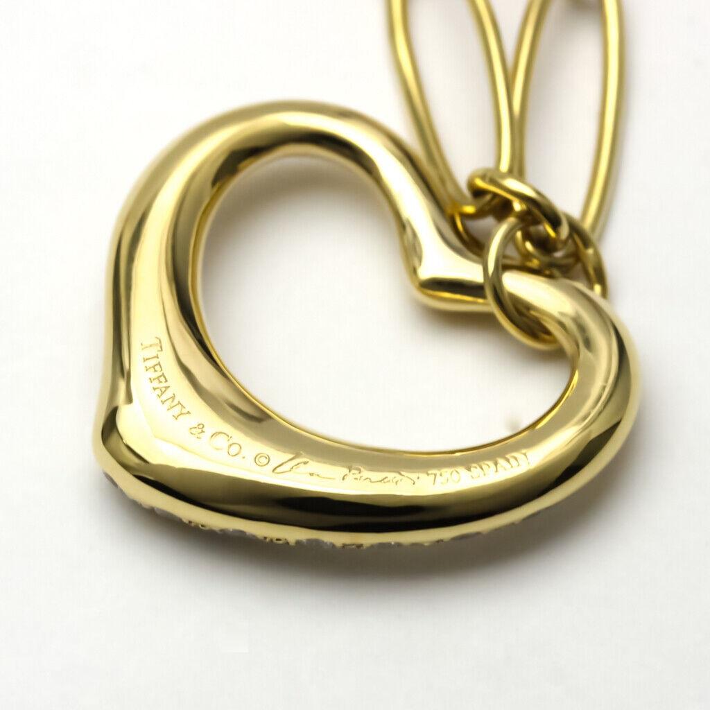 TIFFANY & Co. Elsa Peretti 18K Gold .36ct Diamond Open Heart Charm Bracelet In Excellent Condition For Sale In Los Angeles, CA