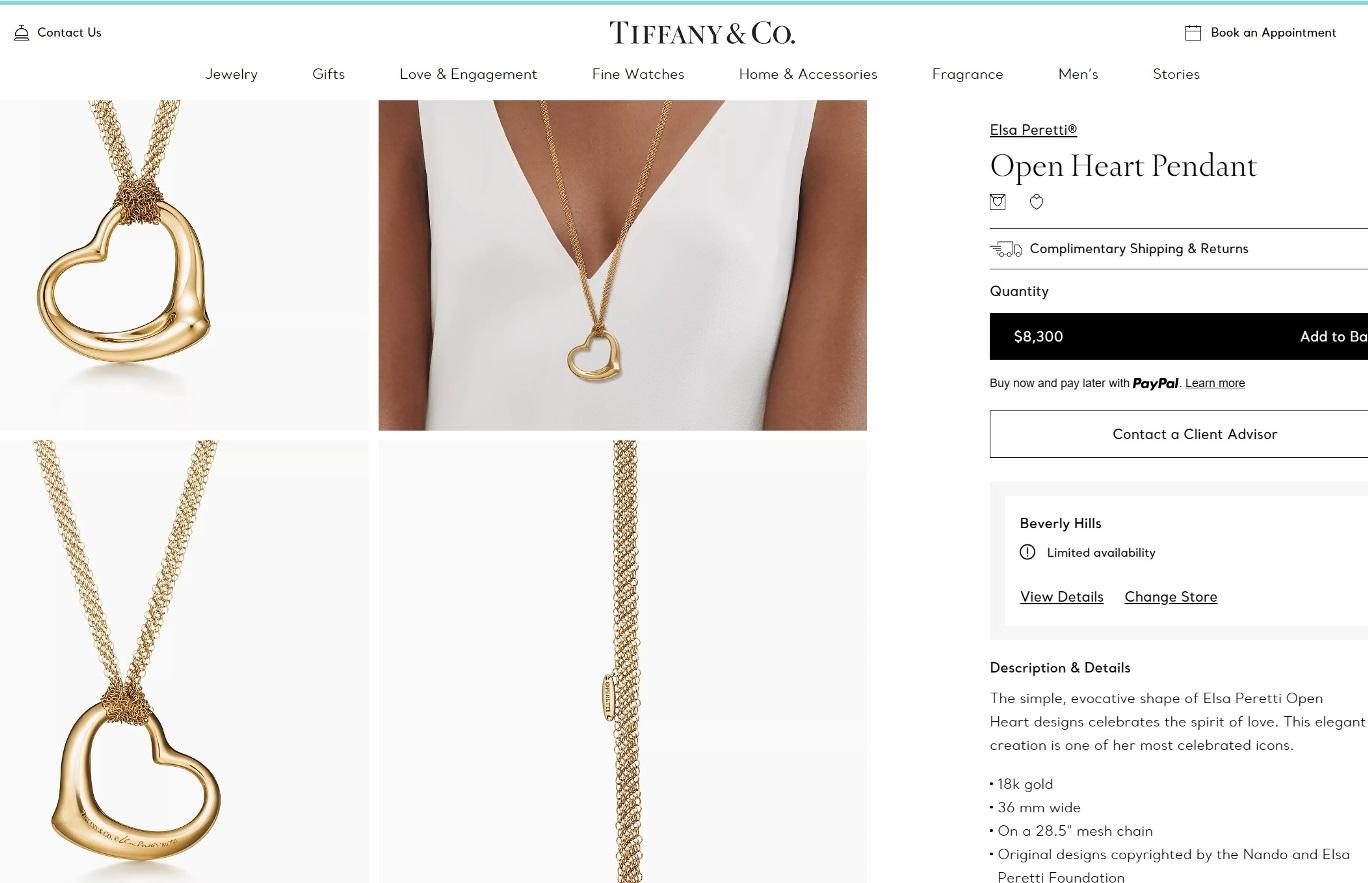 TIFFANY & Co. Elsa Peretti 18K Gold 36mm Open Heart Pendant Mesh Chain Necklace For Sale 5