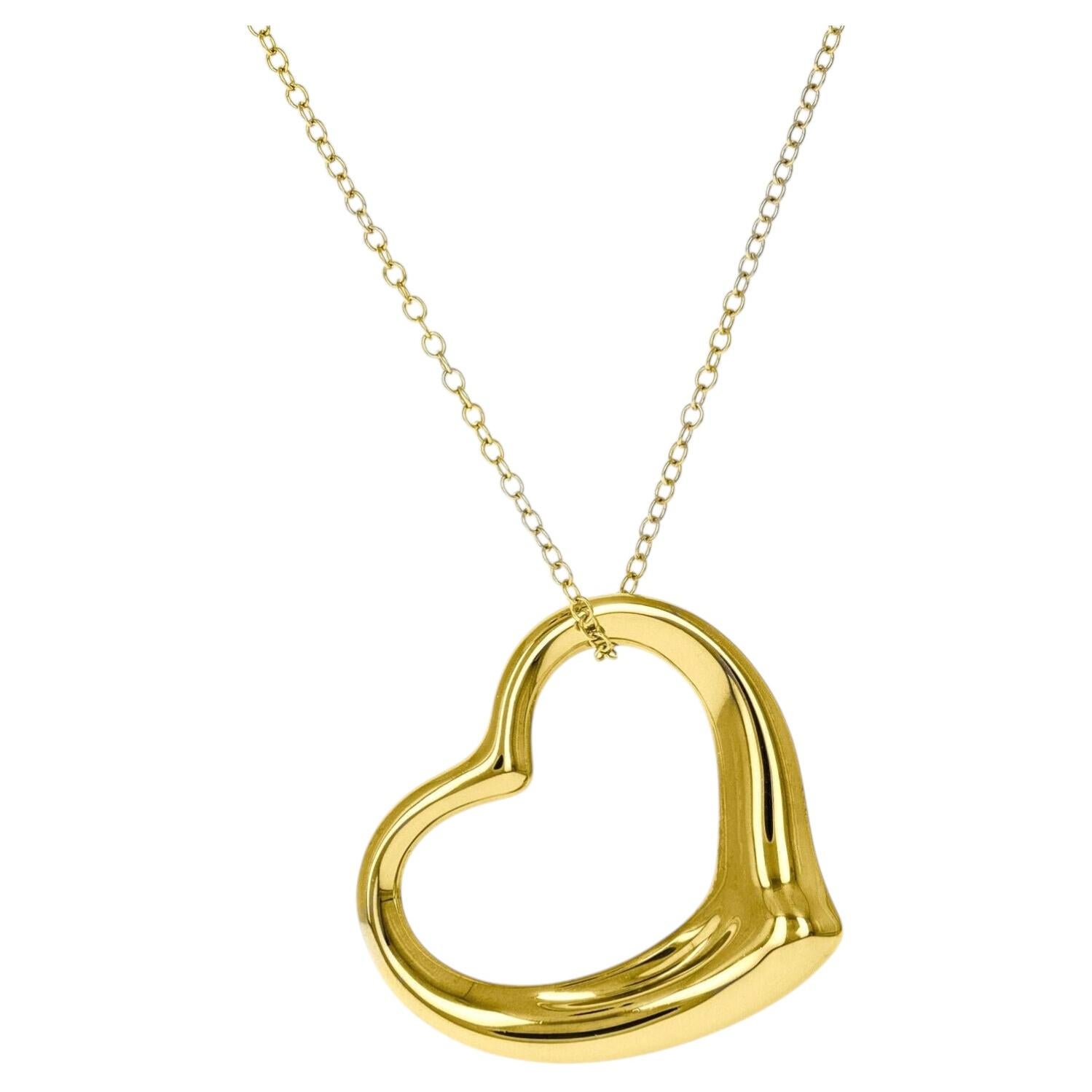 TIFFANY & Co. Collier Elsa Peretti en or 18K avec pendentif en forme de cœur ouvert de 36 mm 30".