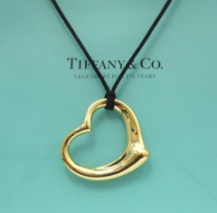 TIFFANY & Co. Elsa Peretti 18K Gold 36mm Open Heart Pendant Necklace