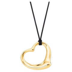 TIFFANY & Co. Elsa Peretti 18K Gold 36mm Open Heart Pendant Necklace