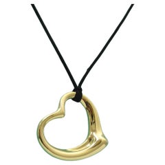 TIFFANY & Co. Elsa Peretti 18K Gold 36mm Open Heart Pendant Necklace