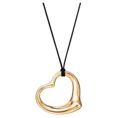 TIFFANY & Co. Elsa Peretti 18K Gold 36mm offenes Herz Anhänger Halskette neu