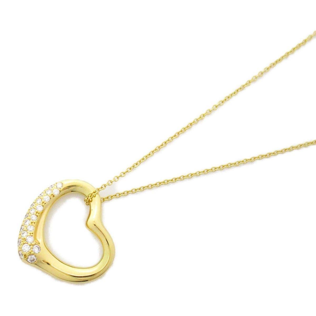 TIFFANY & Co Elsa Peretti 18K Gold .38ct Diamond Open Heart Pendant Necklace New In New Condition For Sale In Los Angeles, CA