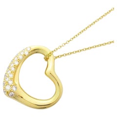 TIFFANY & Co Elsa Peretti 18K Gold .38ct Diamant-Halskette mit offenem Herz-Anhänger Neu