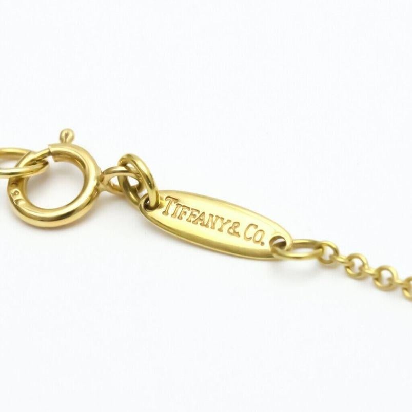 TIFFANY & Co. Elsa Peretti 18K Gold 5 Diamond 16mm Open Heart Pendant Necklace  For Sale 2