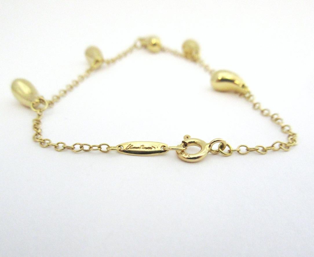 TIFFANY & Co. Elsa Peretti 18K Gold 5 Teardrop Bracelet 7