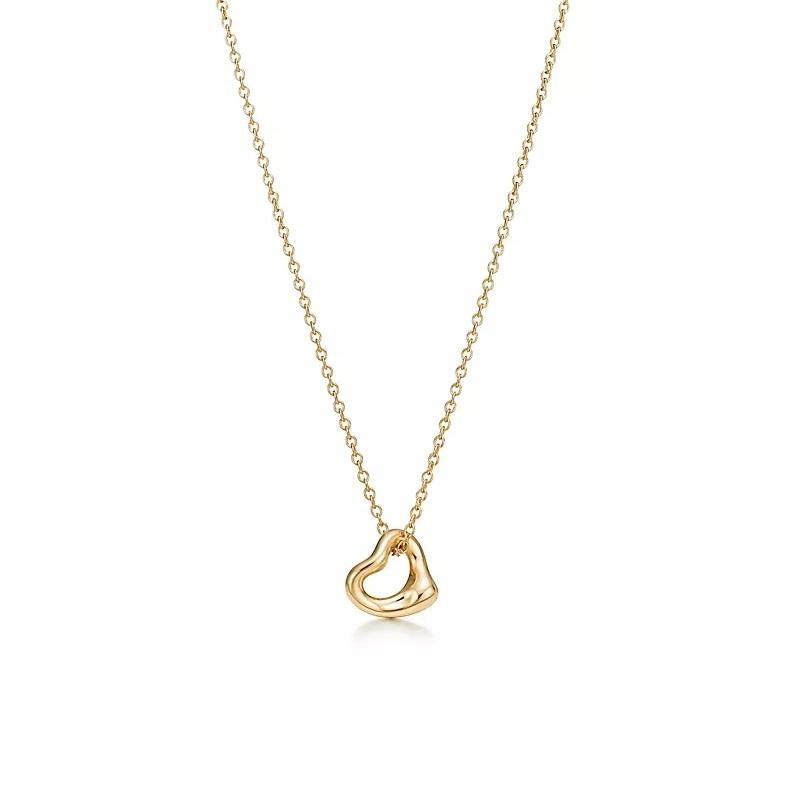 TIFFANY & Co. Elsa Peretti Halskette mit offenem Herzanhänger, 18 Karat Gold 7 mm 2