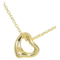 TIFFANY & Co. Elsa Peretti 18K Gold 7mm Open Heart Pendant Necklace