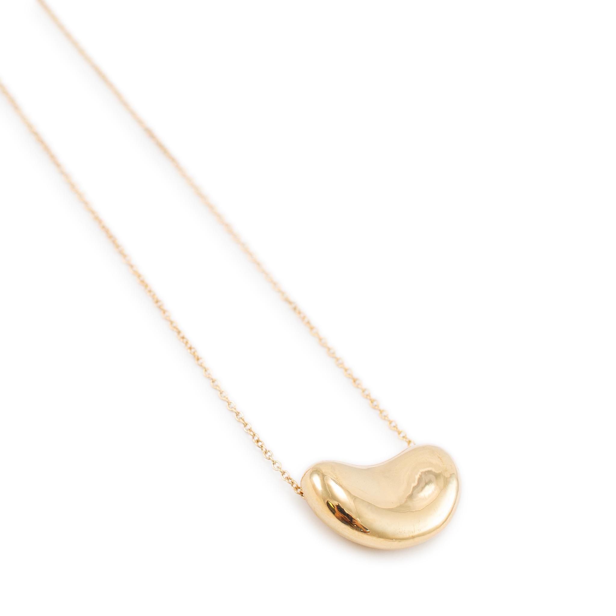 Tiffany & Co Elsa Peretti Halskette mit Bean-Anhänger, 18 Karat Gold 1