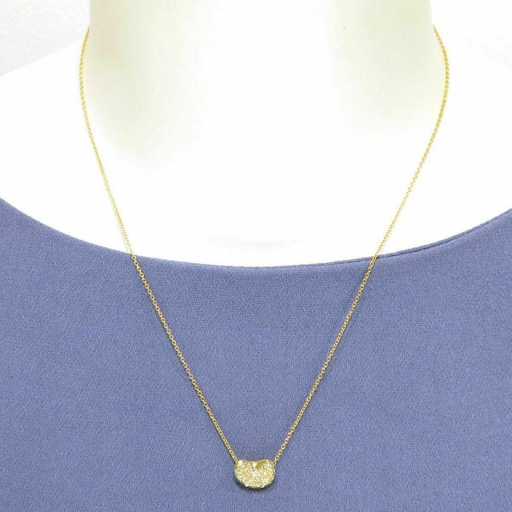 Round Cut TIFFANY & Co. Elsa Peretti 18K Gold Diamond 11mm Bean Pendant Necklace