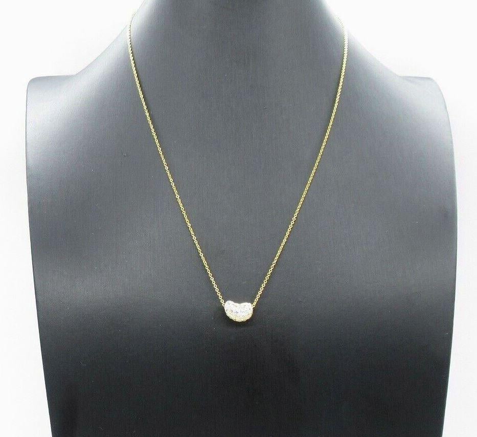 TIFFANY & Co. Elsa Peretti 18K Gold Diamant 11mm Bohne Anhänger Halskette Damen im Angebot
