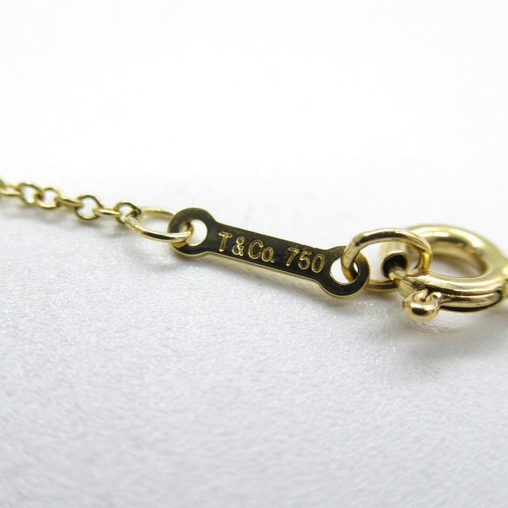 TIFFANY & Co. Elsa Peretti 18K Gold Diamond 11mm Bean Pendant Necklace For Sale 3
