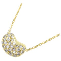 Vintage TIFFANY & Co. Elsa Peretti 18K Gold Diamond 11mm Bean Pendant Necklace