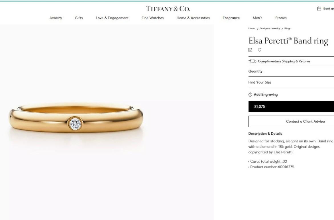 TIFFANY & Co. Elsa Peretti 18K Gold Diamond Band Ring 5 For Sale 2