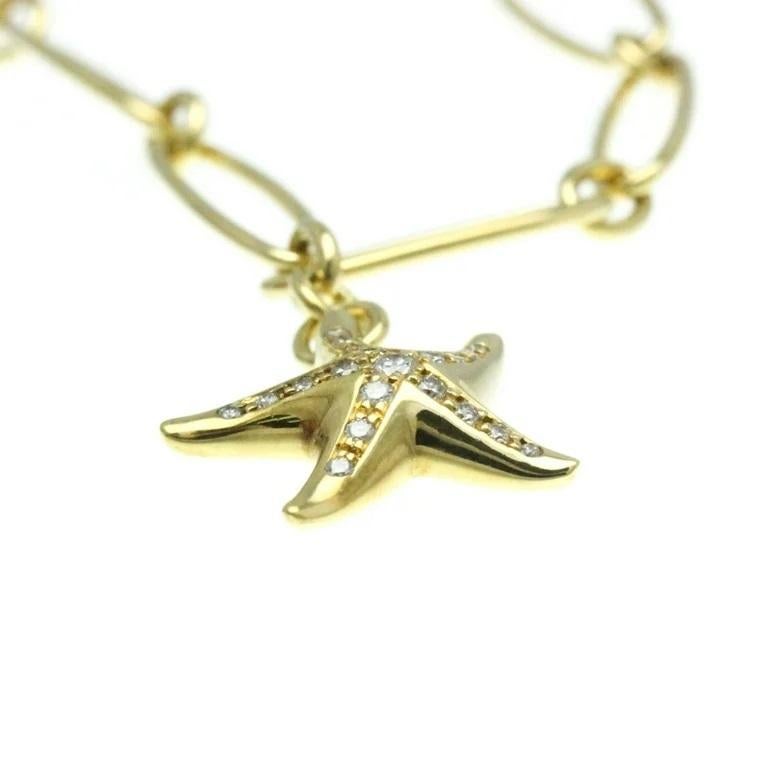 TIFFANY & Co. Elsa Peretti 18K Gold Diamond Starfish Charm Bracelet In Excellent Condition For Sale In Los Angeles, CA