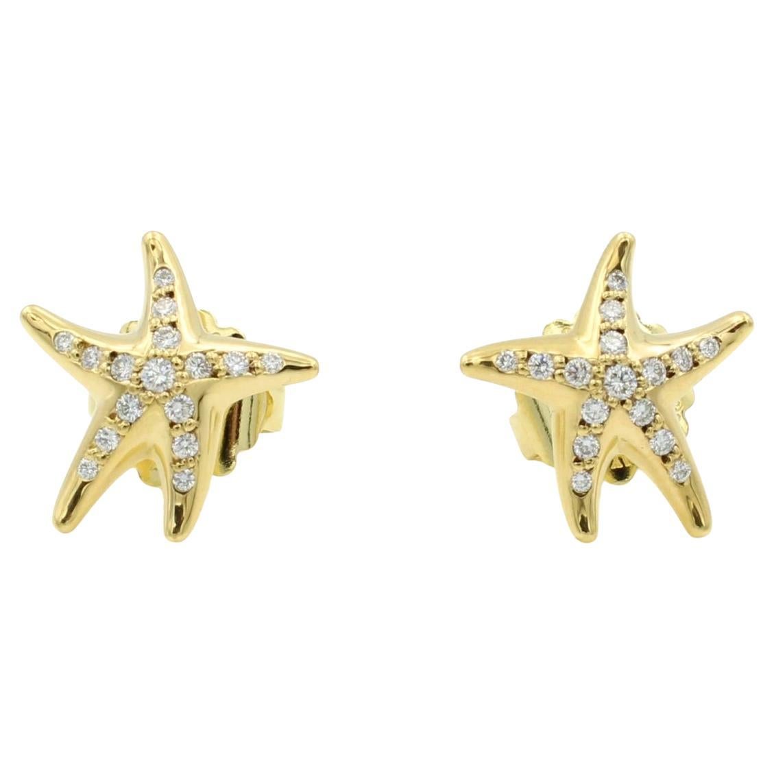 TIFFANY & Co. Orecchini a stella di Elsa Peretti in oro 18 carati e diamanti in vendita