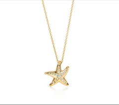 TIFFANY & Co. Elsa Peretti 18K Gold Diamond Starfish Pendant Necklace