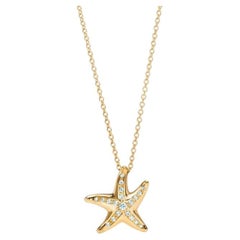 TIFFANY & Co. Elsa Peretti 18K Gold Diamond Starfish Pendant Necklace