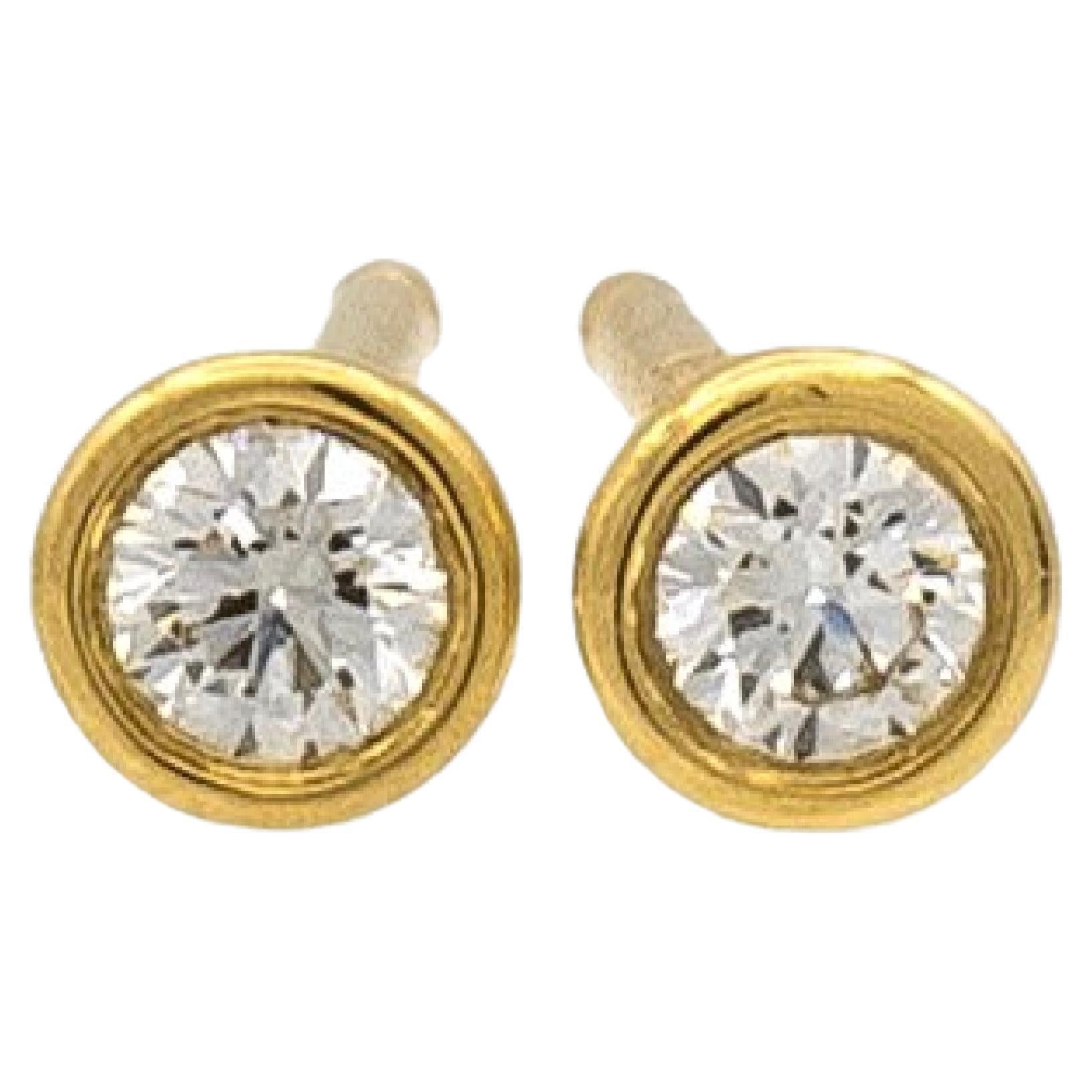 Tiffany & Co Elsa Peretti 18k Gold Diamonds by the Yard Diamond Stud Earrings