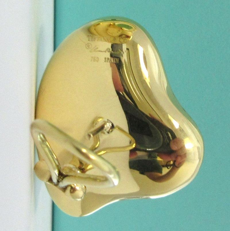 TIFFANY & Co. Elsa Peretti 18K Gold Full Heart Earrings Large 1