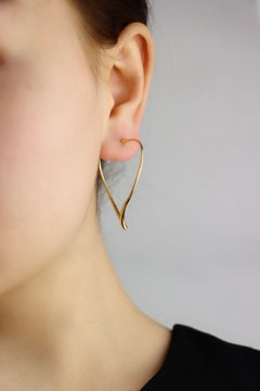 Tiffany & Co. Elsa Peretti 18K Gold Heart Shape Hoop Earrings