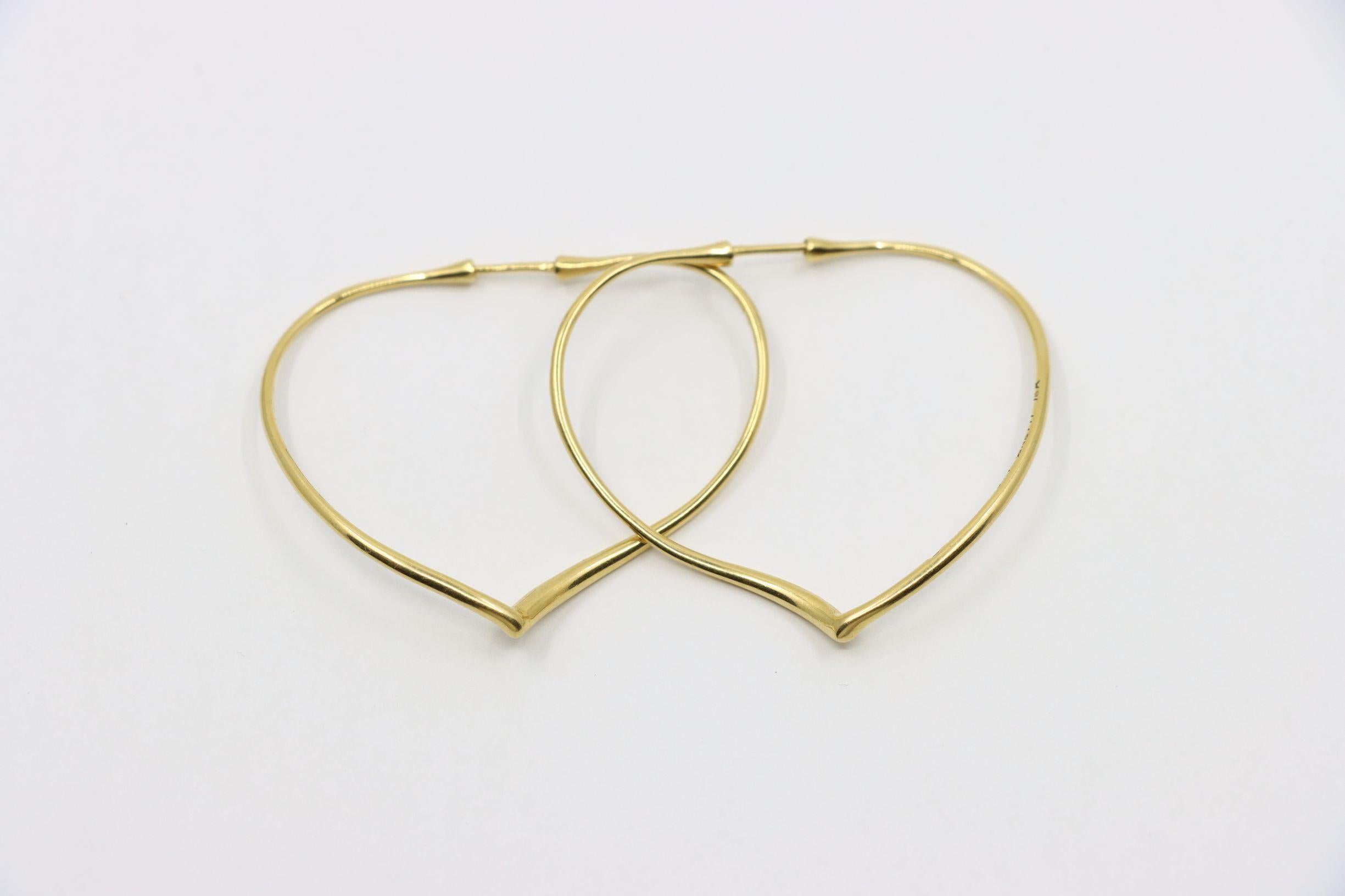 Women's Tiffany & Co. Elsa Peretti 18K Gold Heart Shape Hoop Earrings For Sale