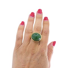 Tiffany & Co. Elsa Peretti 18k Gold Jade Cabochon Dome Ring