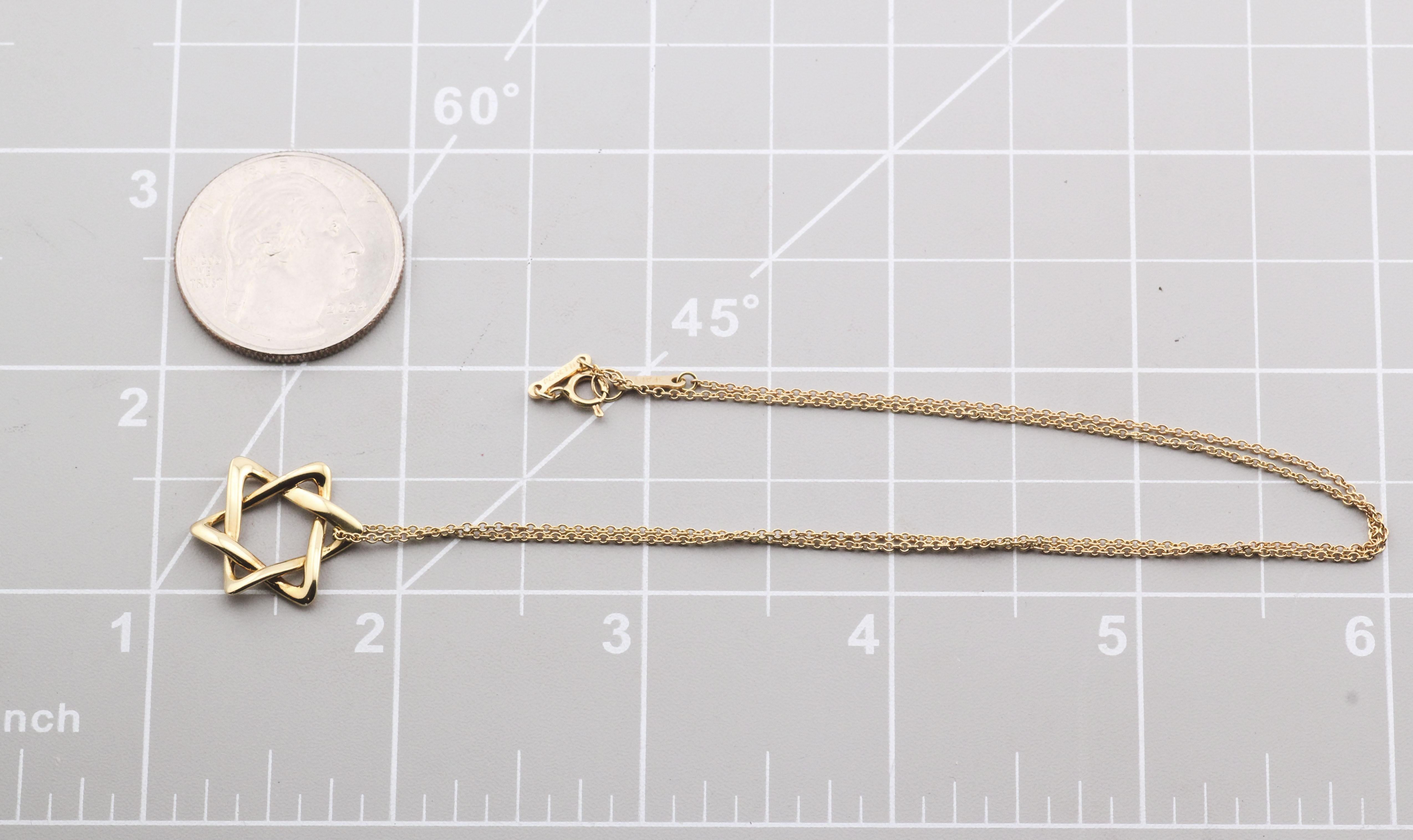 Tiffany & Co. Elsa Peretti 18K Gold  Large (18mm) Star of David Pendant Necklace For Sale 7