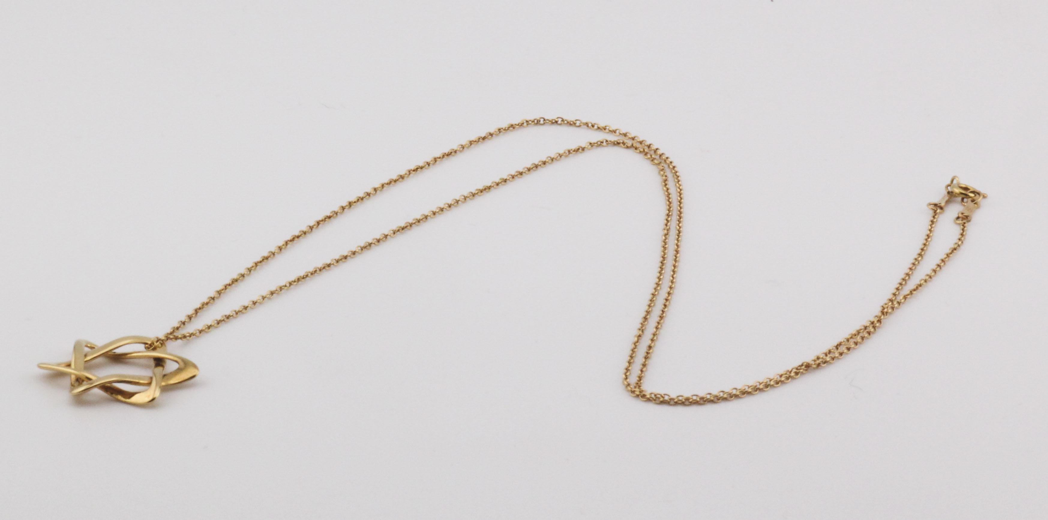 Tiffany & Co. Elsa Peretti 18K Gold  Large (18mm) Star of David Pendant Necklace In Good Condition In Simpsonville, SC