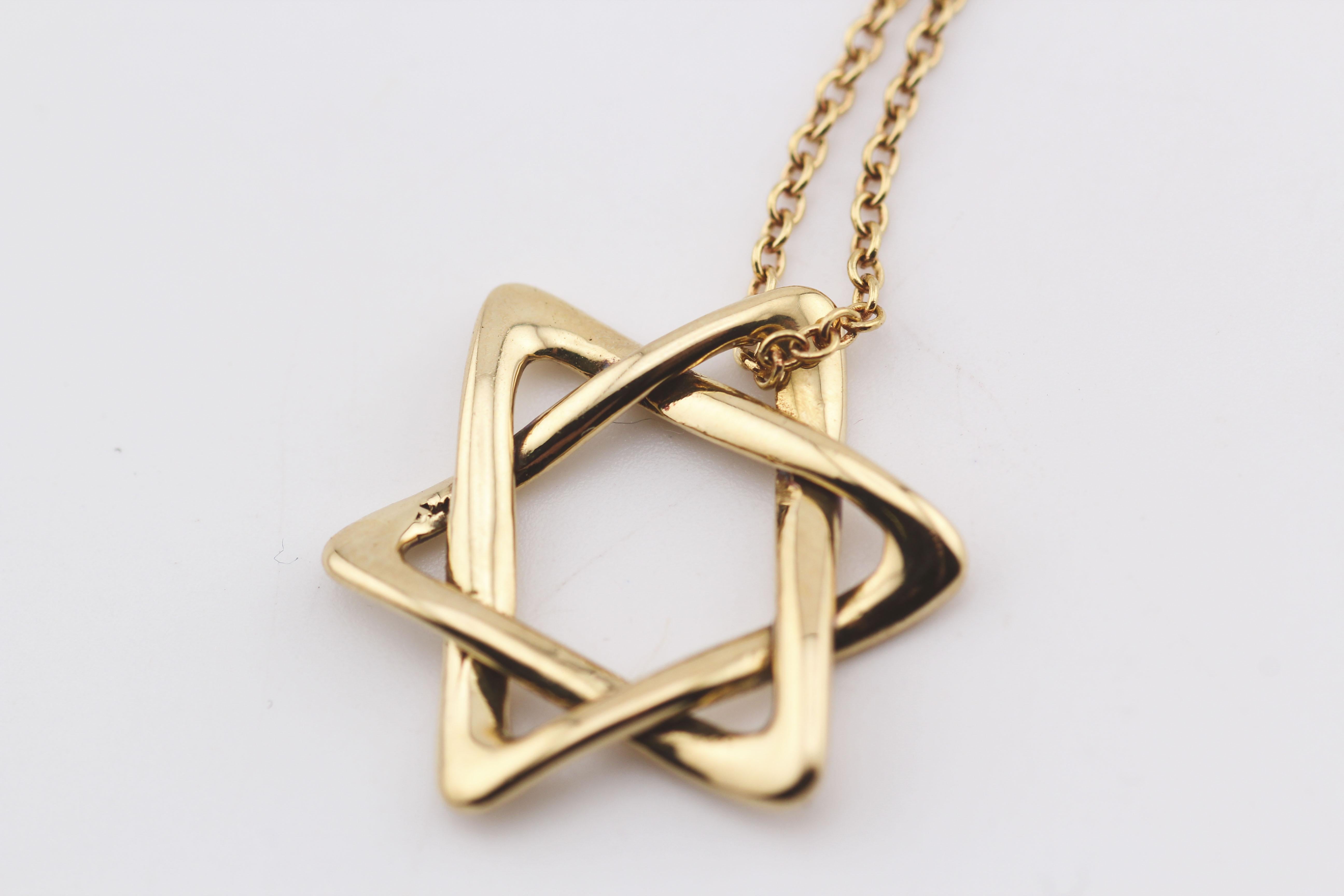 Tiffany & Co. Elsa Peretti 18K Gold  Large (18mm) Star of David Pendant Necklace 1