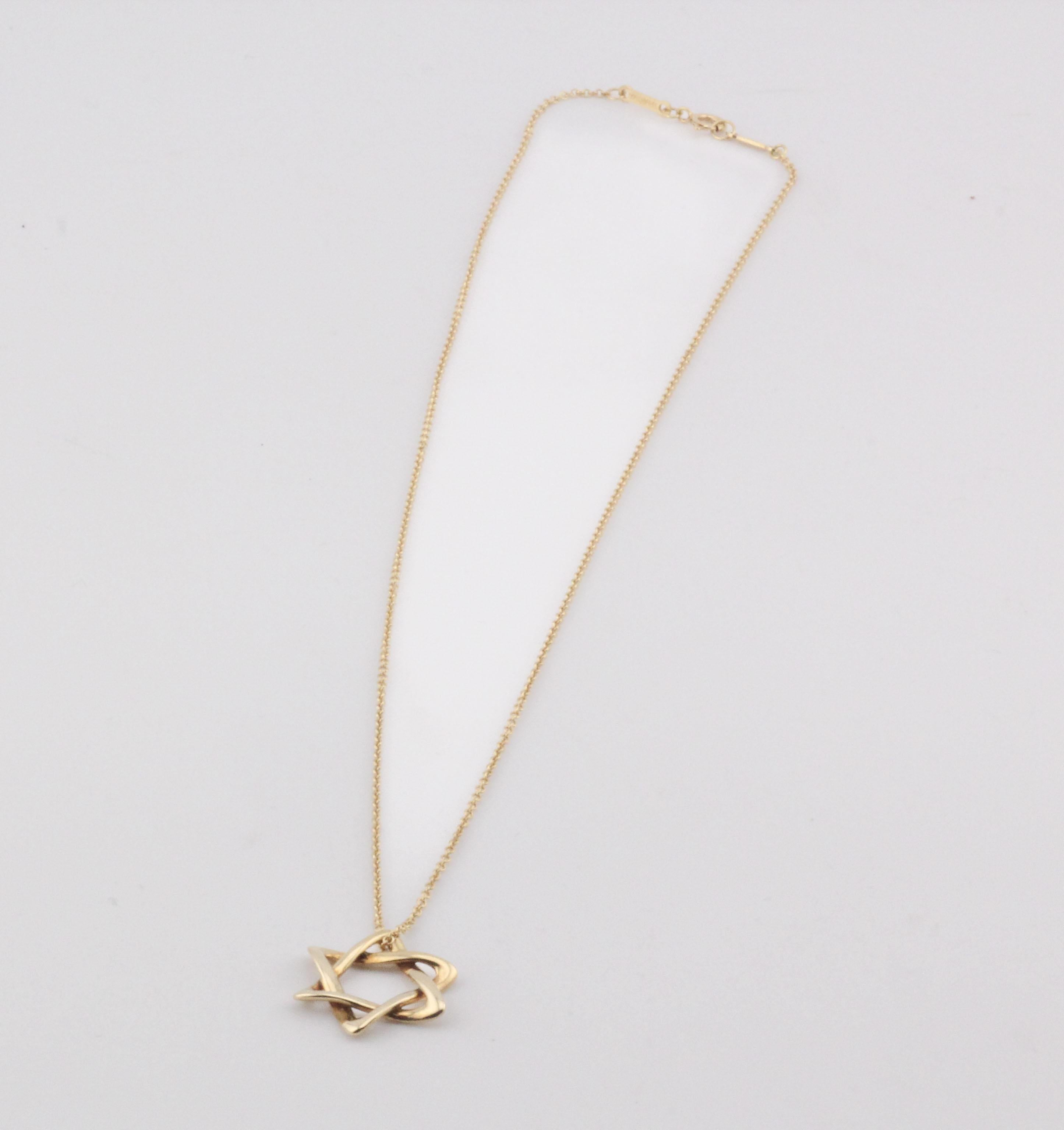 Tiffany & Co. Collier à pendentif étoile de David en or 18 carats (18 mm) en vente 1