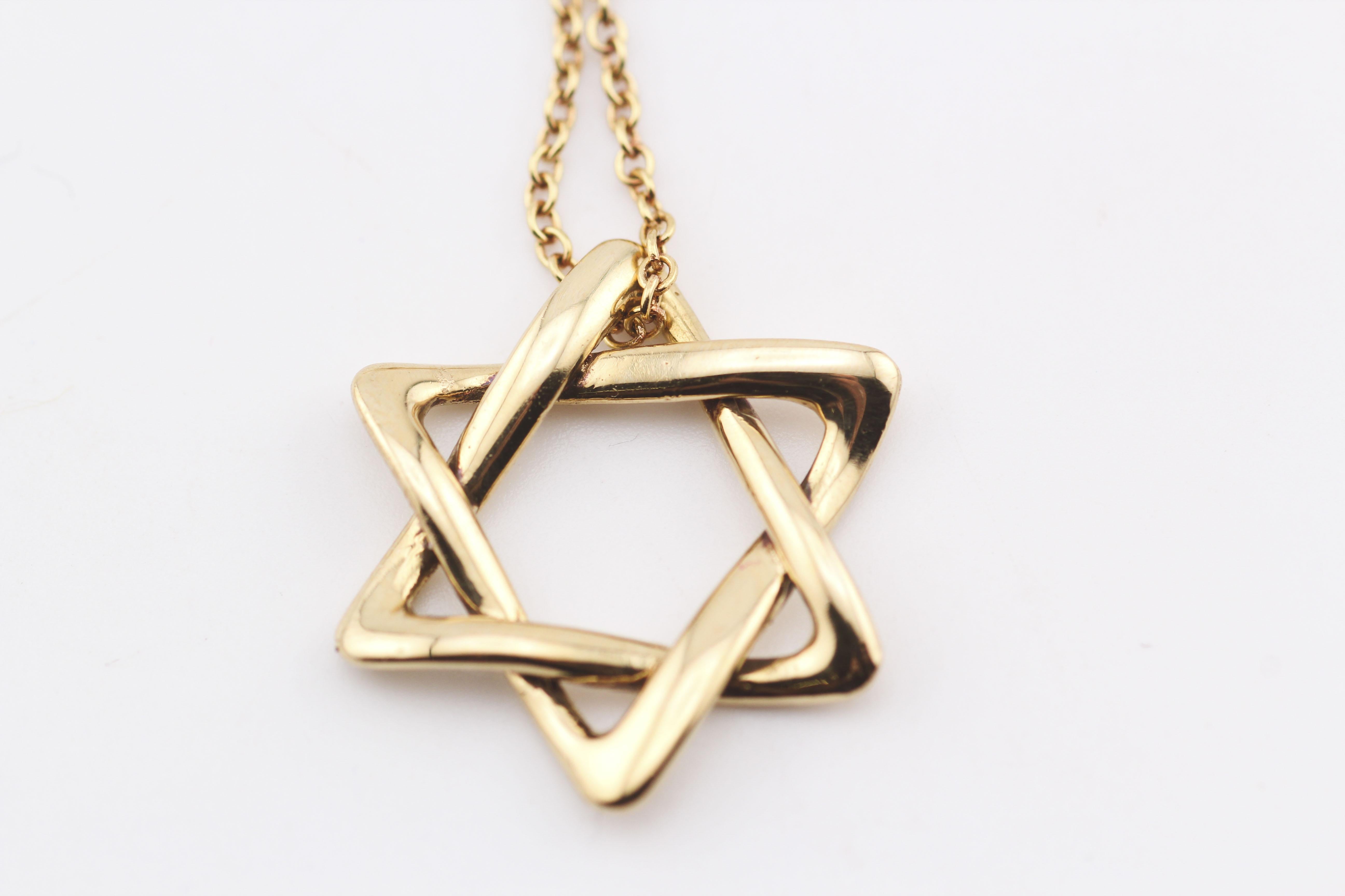 Tiffany & Co. Elsa Peretti 18K Gold  Large (18mm) Star of David Pendant Necklace 2