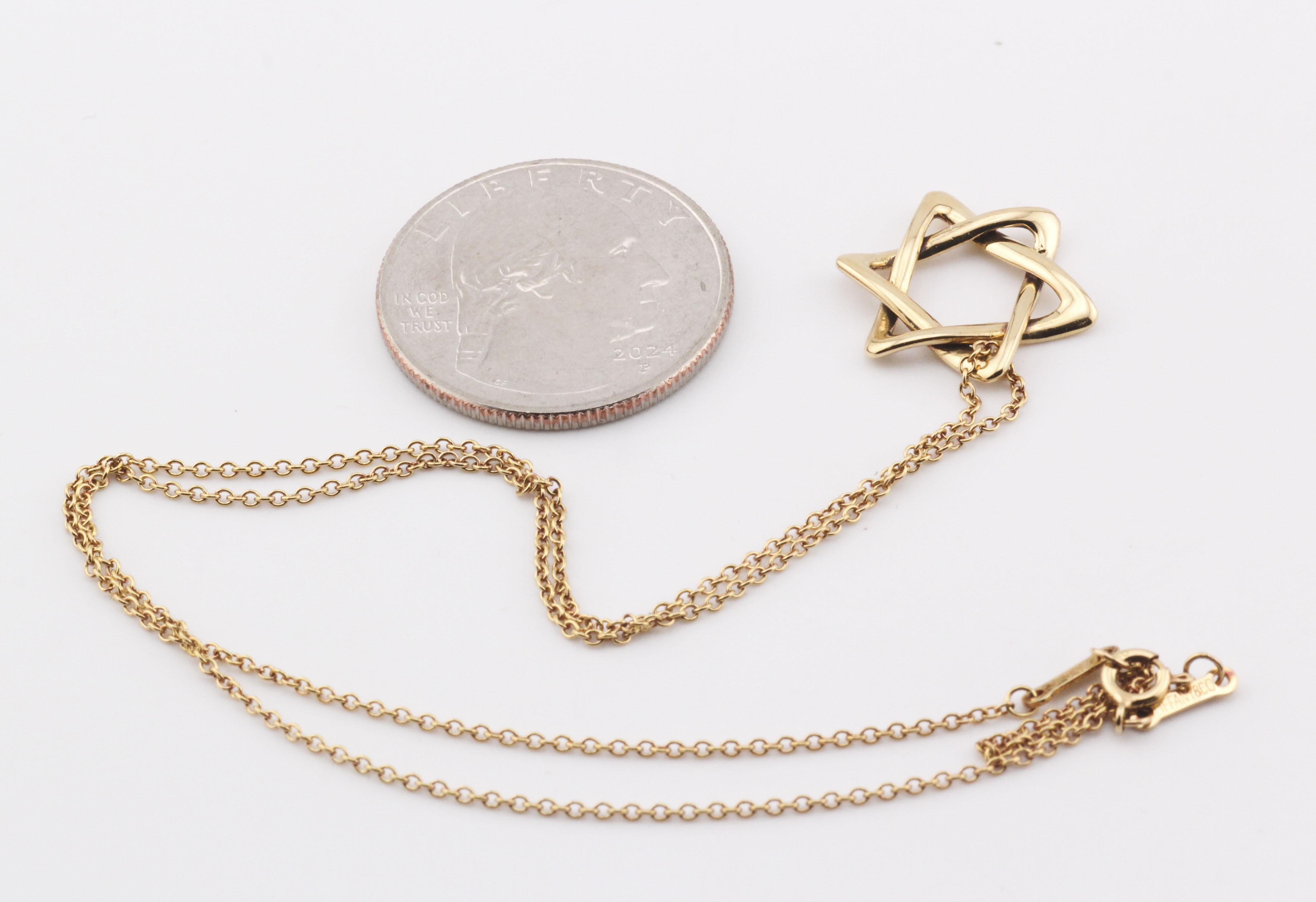 Tiffany & Co. Elsa Peretti 18K Gold  Large (18mm) Star of David Pendant Necklace 5