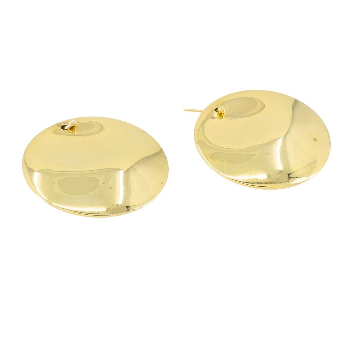 Tiffany & Co. Elsa Peretti 18k Gold Große Runde Scheibe Ohrringe Damen im Angebot