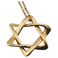 Tiffany & Co. Elsa Peretti 18K Gold  Large Star of David Pendant Long Necklace