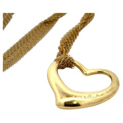 Tiffany & Co. Elsa Peretti Collier à cœur ouvert en or 18K - Chaîne de mailles de 28 pouces