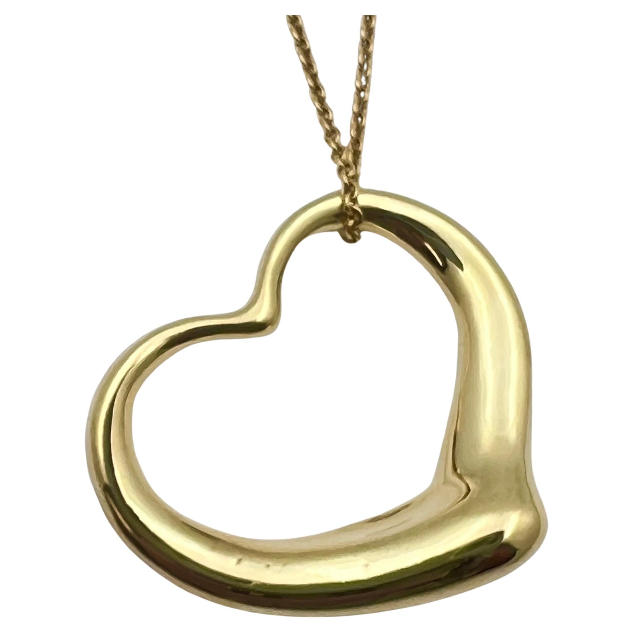 Moderne Tiffany & Co. Elsa Peretti Pendentif coeur ouvert en or 18k en vente