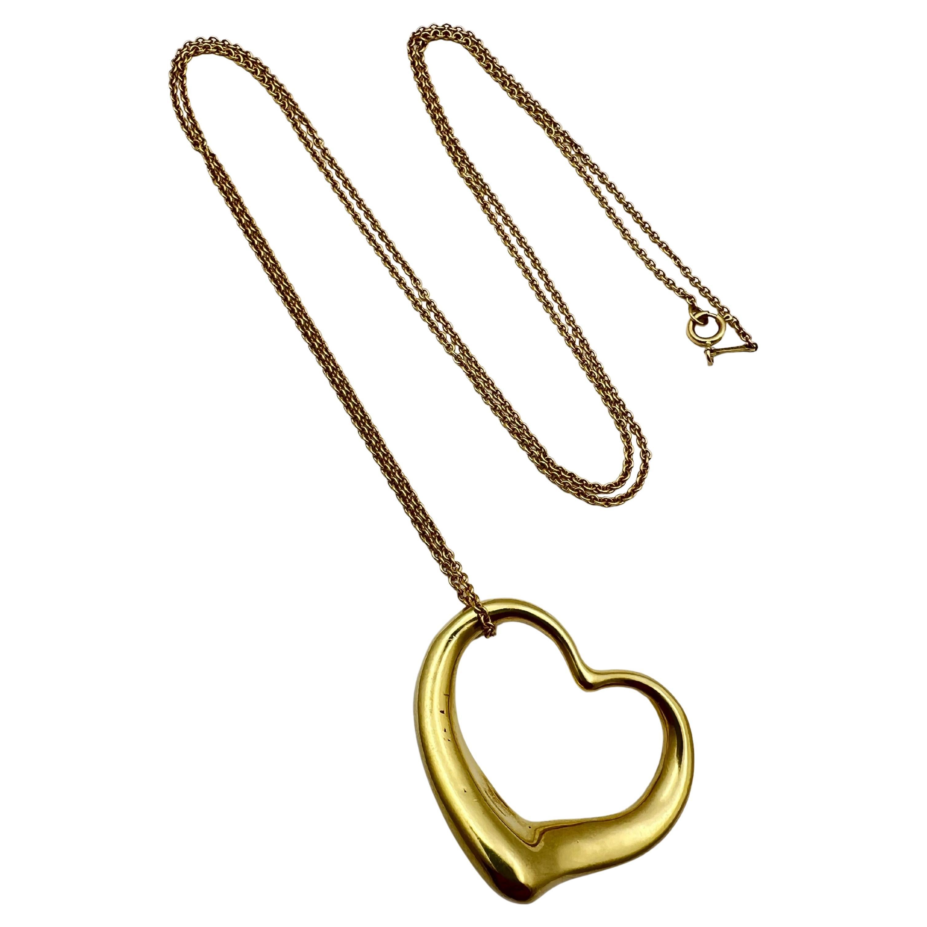 Tiffany & Co. Elsa Peretti Pendentif coeur ouvert en or 18k Excellent état - En vente à Palm Beach, FL