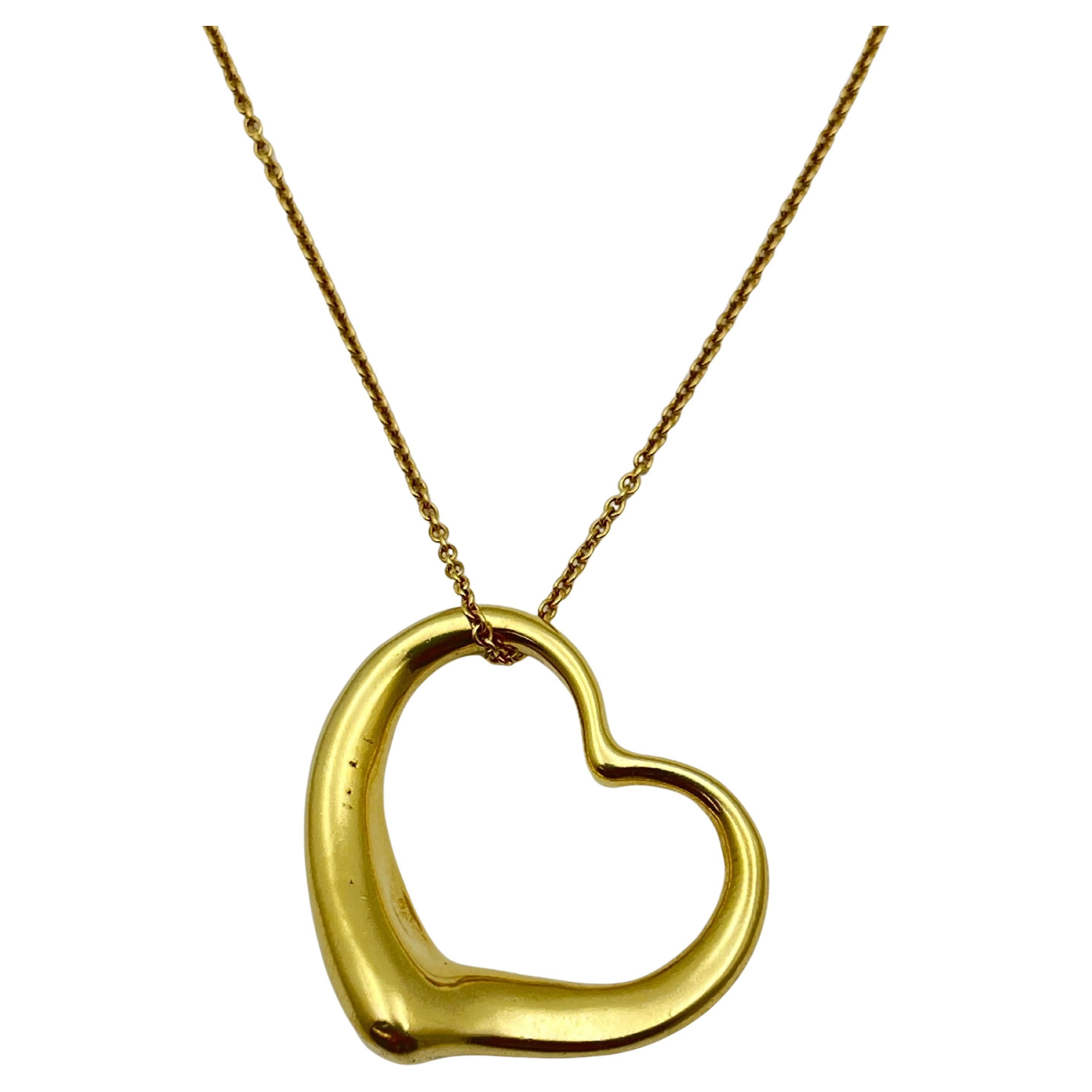 Tiffany & Co. Elsa Peretti Pendentif coeur ouvert en or 18k en vente
