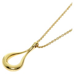 TIFFANY & Co. Elsa Peretti 18K Gold Offene Tränen Anhänger Halskette