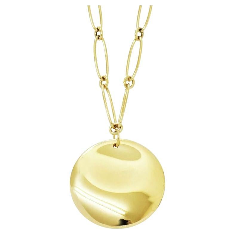 Tiffany & Co. Elsa Peretti 18Karat Gold Round Pendant Oval Link Necklace For Sale