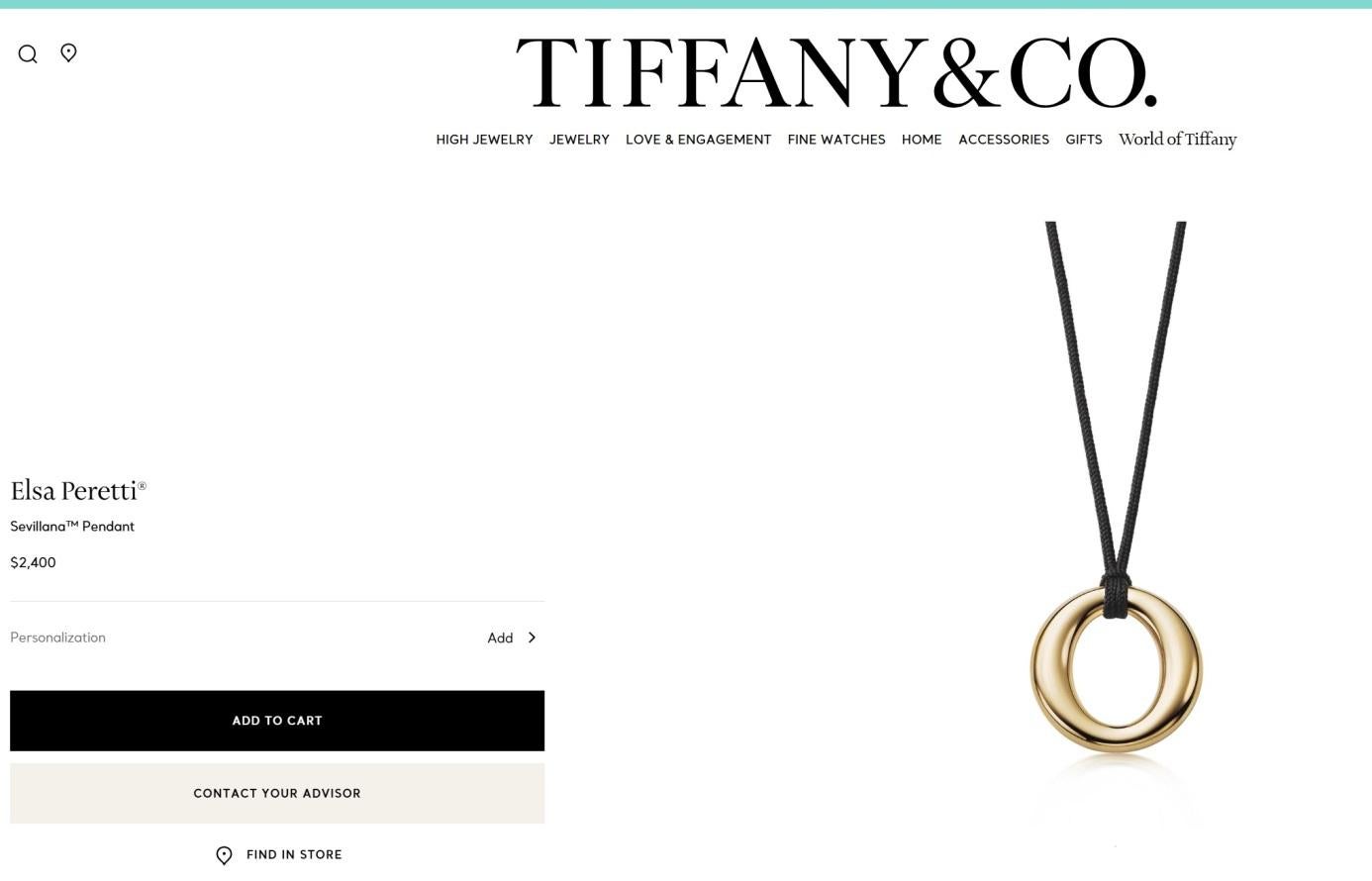 TIFFANY & Co. Elsa Peretti, collier pendentif Sevillana en or 18 carats en vente 3