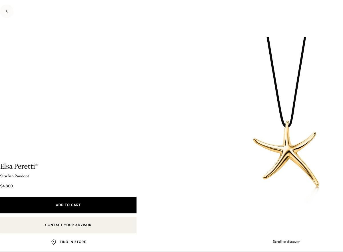 TIFFANY & Co. Collana con ciondolo a forma di stella marina in oro 18 carati Elsa Peretti LARGE in vendita 2