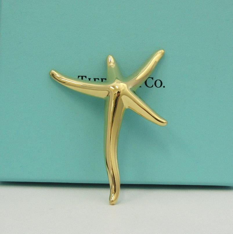 TIFFANY & Co. Elsa Peretti 18K Gold Starfish Pin Brooch Large In Excellent Condition For Sale In Los Angeles, CA