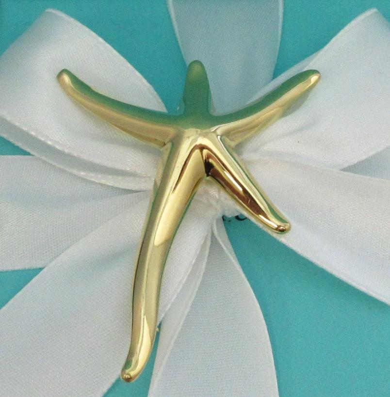 Women's TIFFANY & Co. Elsa Peretti 18K Gold Starfish Pin Brooch Large For Sale