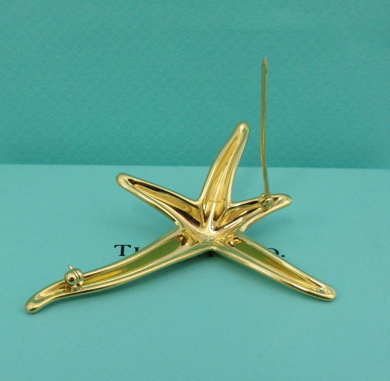 TIFFANY & Co. Elsa Peretti 18K Gold Starfish Pin Brooch Large For Sale 2