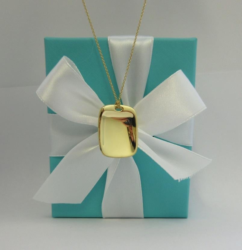 TIFFANY & Co. Elsa Peretti 18K Gold Tag Pendant Necklace 1